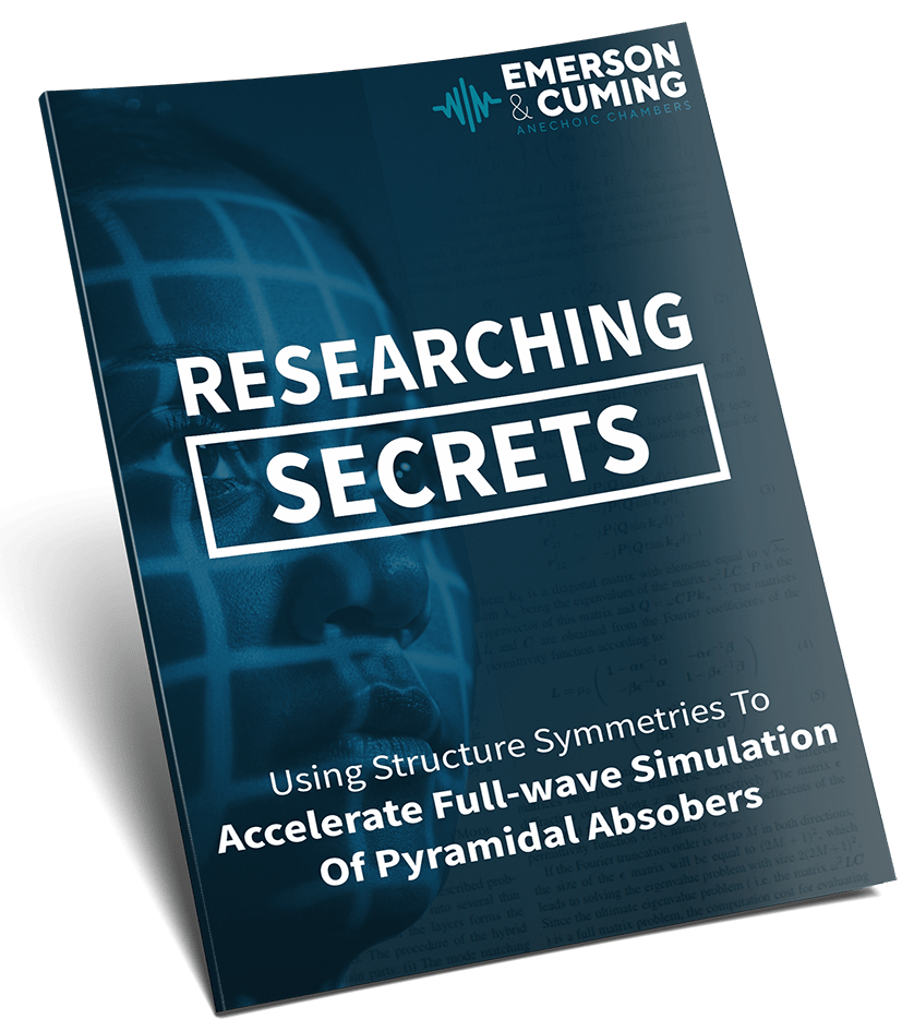 Emerson & Cuming Anechoic Chambers, new rf research, anechoic chamber innovation, Researching secrets, structure symmetries, full-wave simulation, pyramidal absorbers